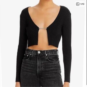 FORE black rhinestone embellished cardigan sweater shrug sweater night out top